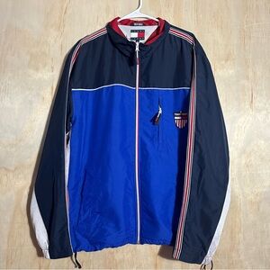 Vtg TOMMY HILFIGER Sport Athletic Windbreaker Heavy Jacket 3M Reflective Logo XL